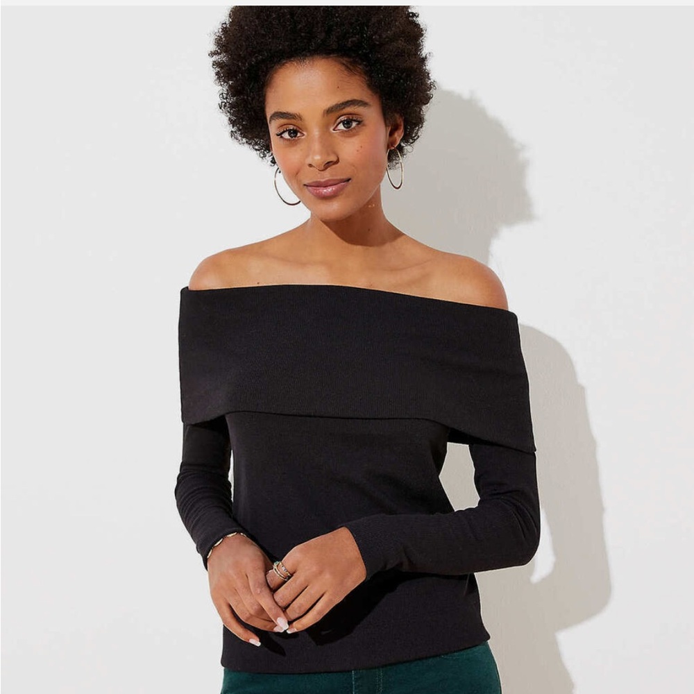 Loft Black Open Shoulder Sweater - Small
